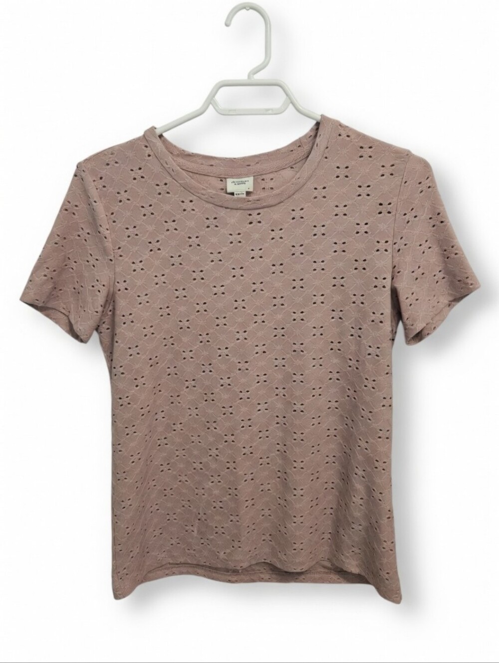 Jacqueline de Yong Blush Pink Eyelet Knit Top